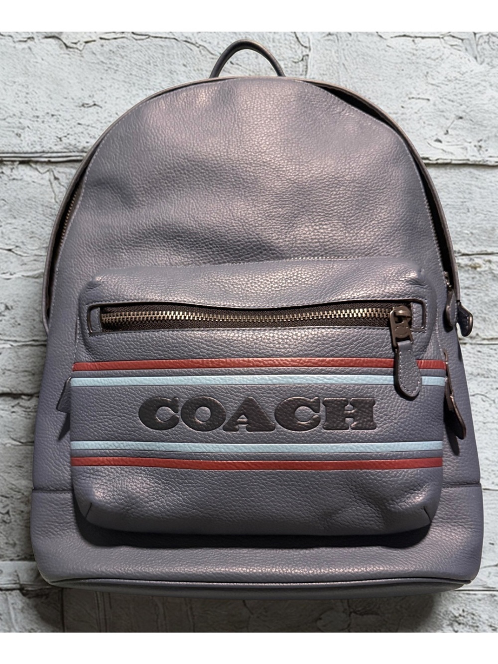 Rare Coach Gunmetal Gray Leather full-size unisex backpack excellent condition